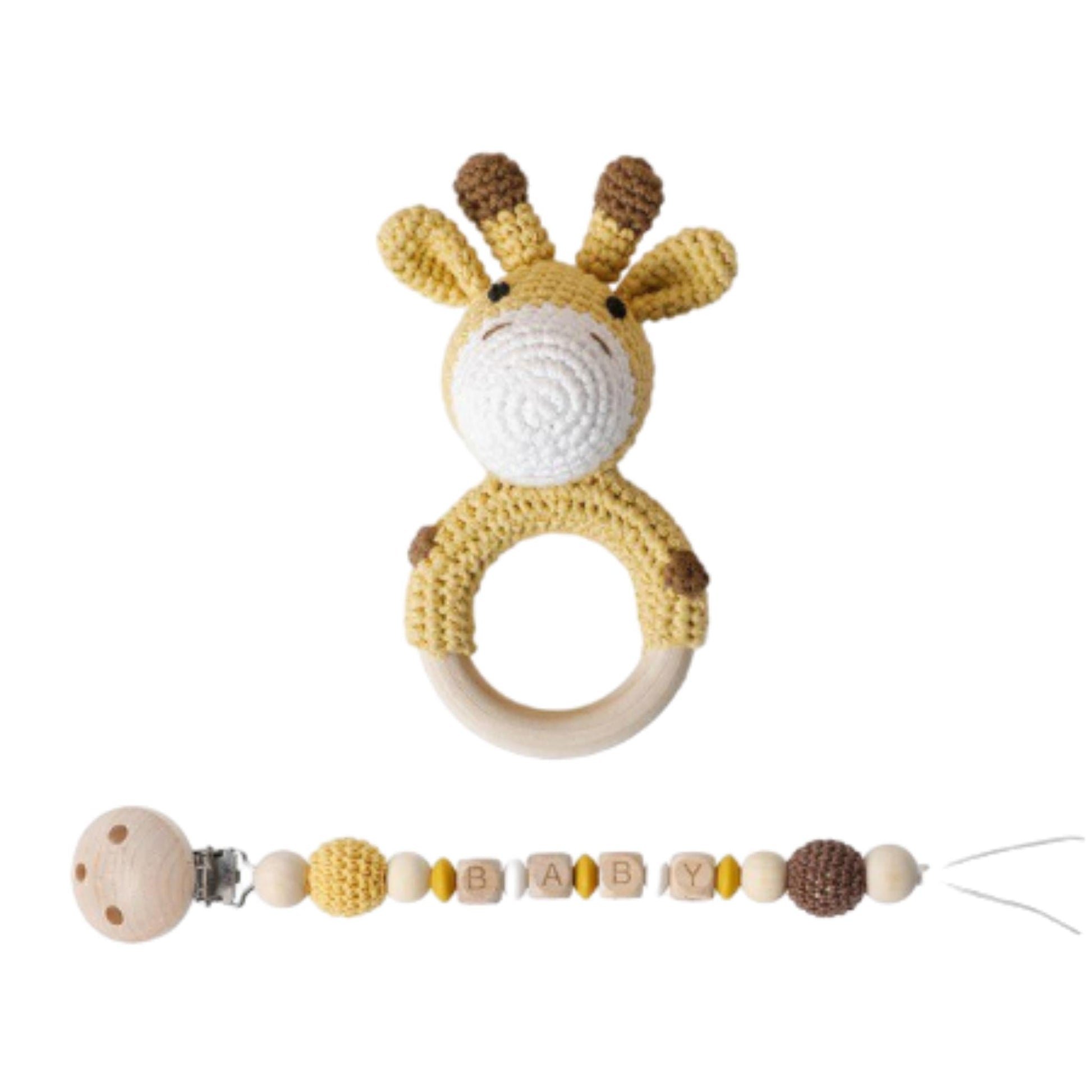 Personalized Baby Pacifer Clip with Crochet Rattle | Hunny Bubba Kids - Hunny Bubba Kids