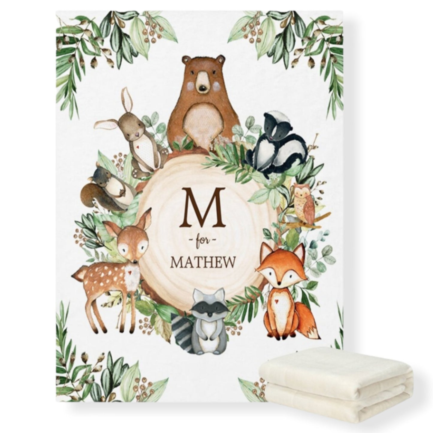woodland Personalized Animal Baby Blanket - Hunny Bubba Kids