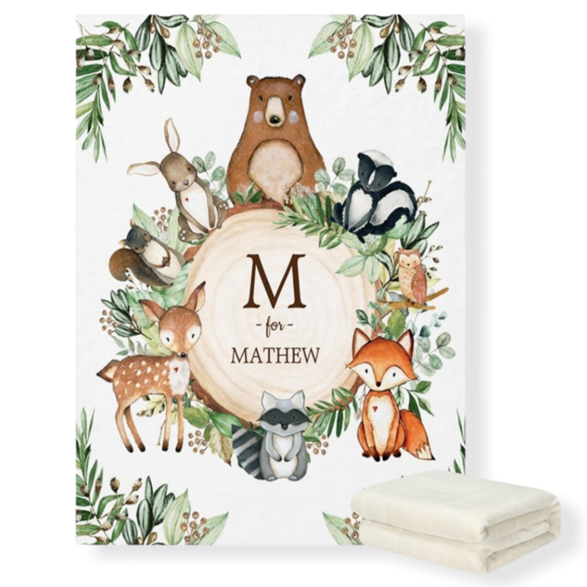 woodland Personalized Animal Baby Blanket - Hunny Bubba Kids