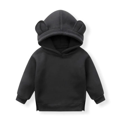 Soft Hoodie with Ears for Toddlers in Black