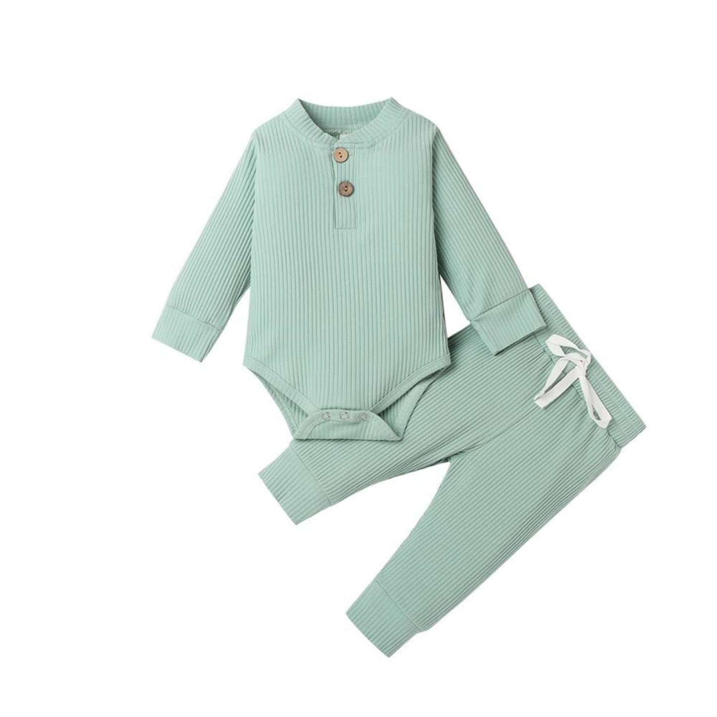 Light green baby track suit with romper or onesie and pants- Hunny Bubba Kids