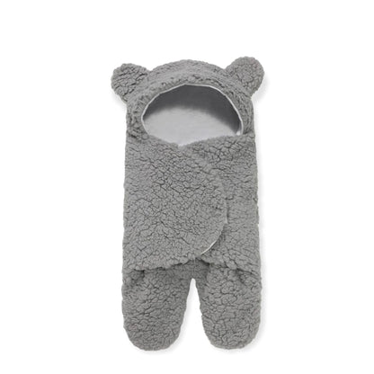 Gray baby sleeping bag and swaddle for winter - hunny bubba kids