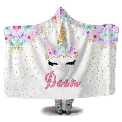 customized hooded blanket with baby's name with cute unicorn - hunny bubba kids