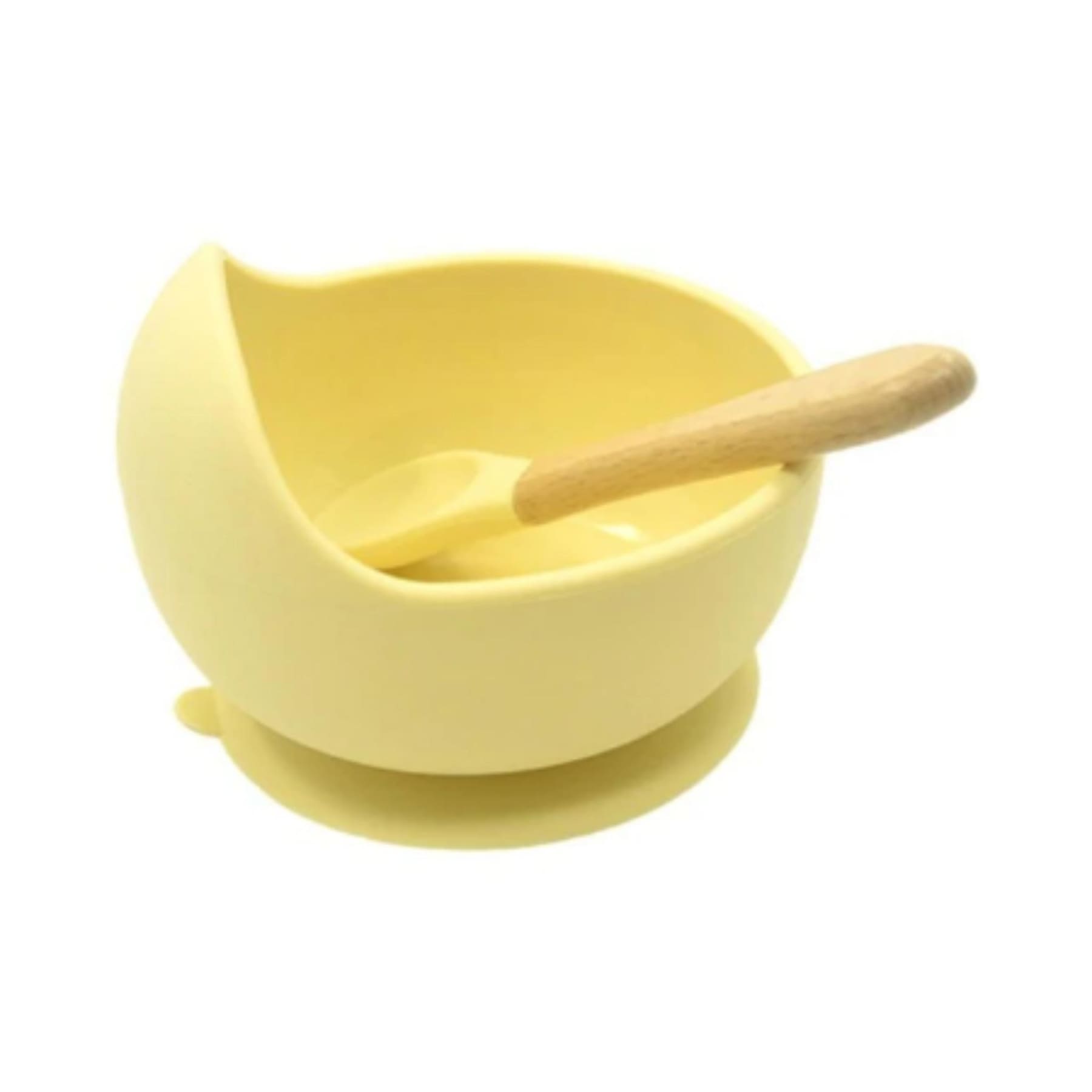 Yellow silicone bowl with suction base for baby feeding, tableware | Hunny Bubba Kids 