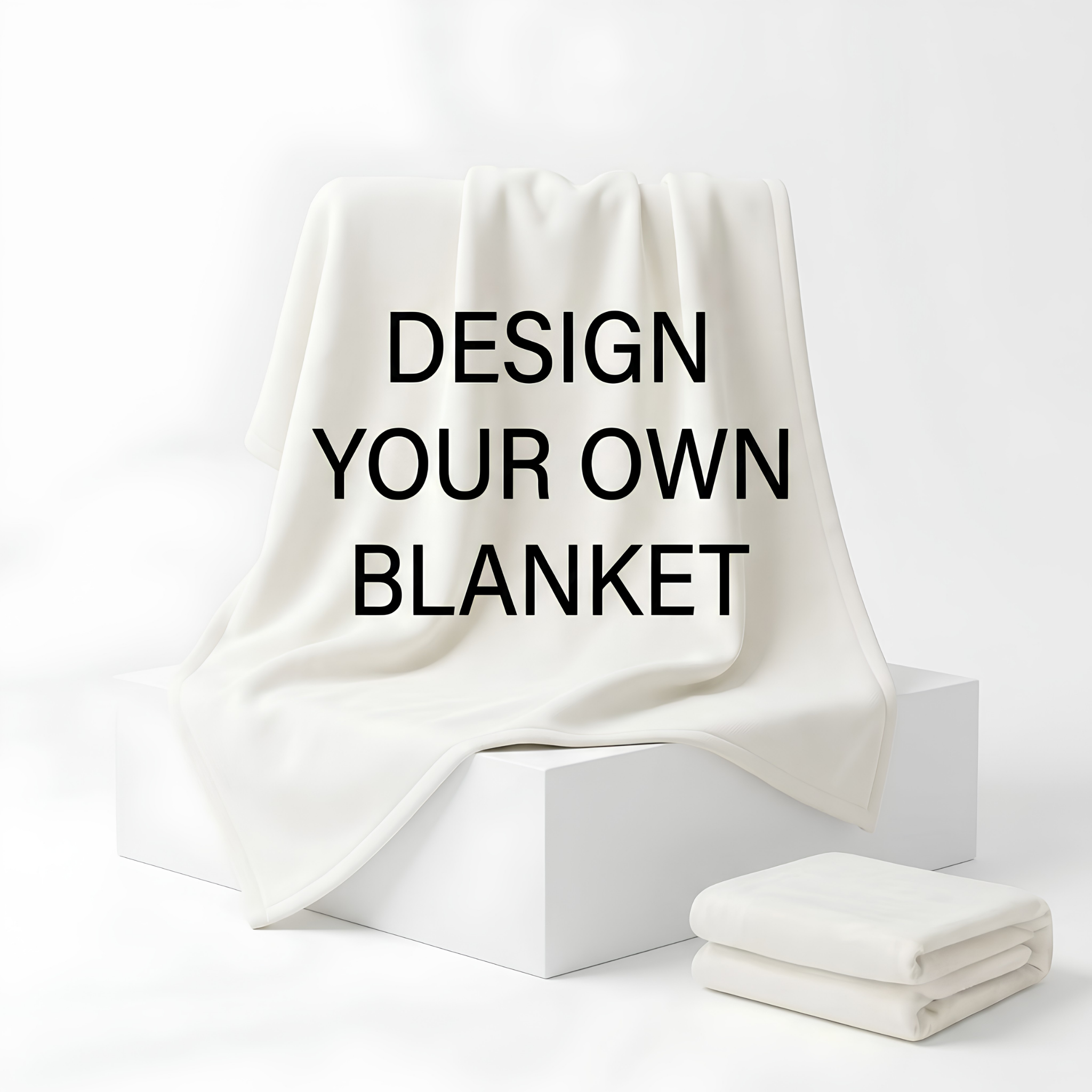 Cream personalized fleece baby blanket display, design your own blanket concept