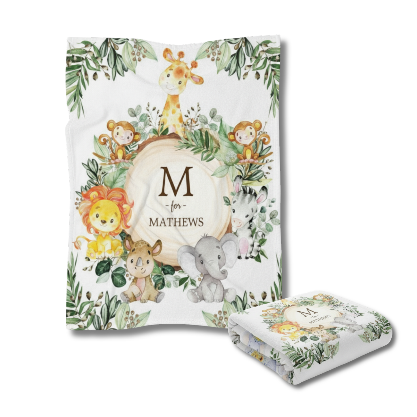 Safari Animals Personalized Baby Blanket