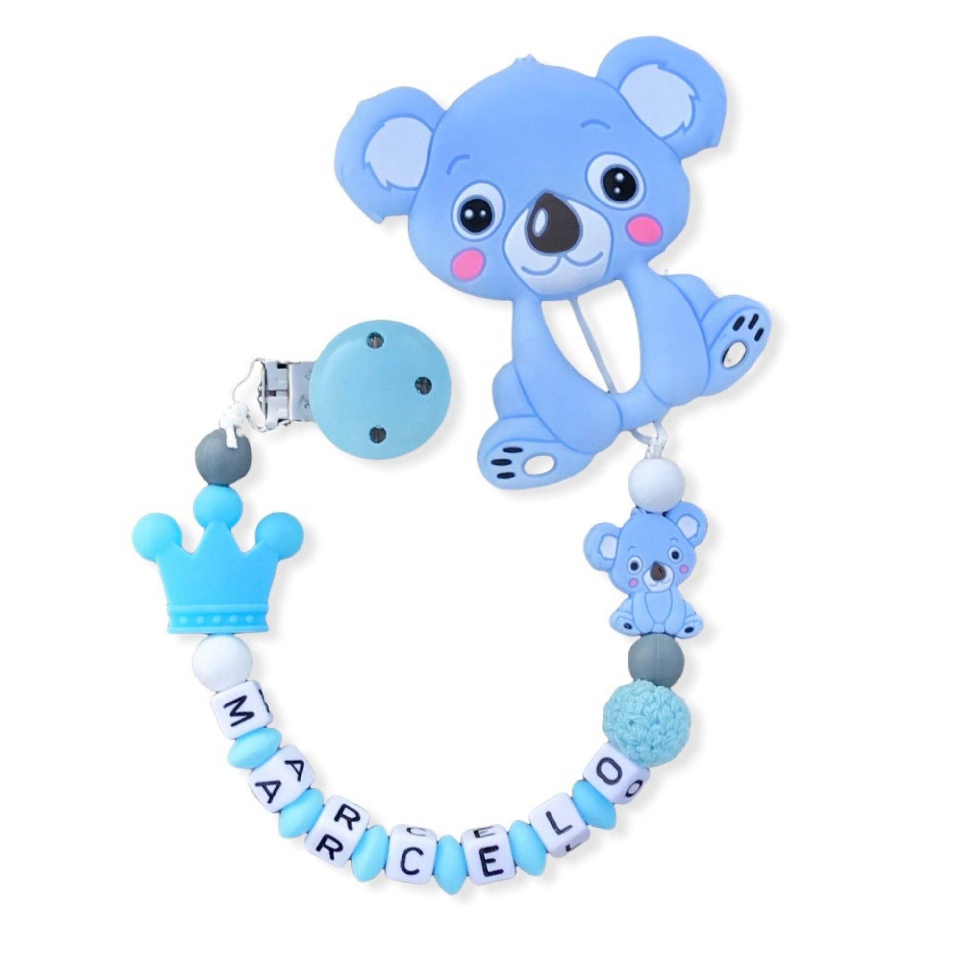 Silicone Personalized Pacifier Clip & koala Teether - Hunny Bubba Kids