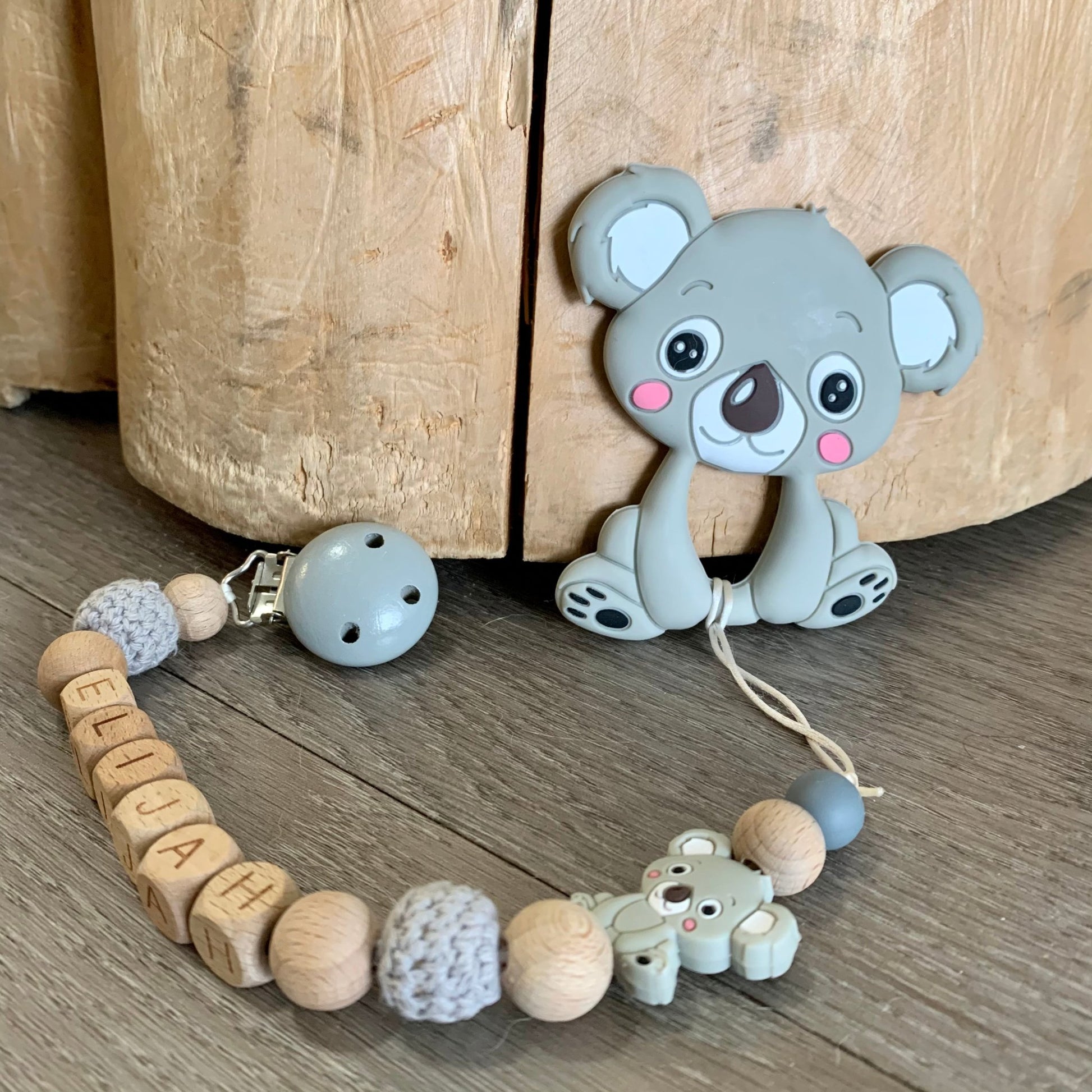 Wooden Personalized Pacifier Clip Set - Hunny Bubba Kids