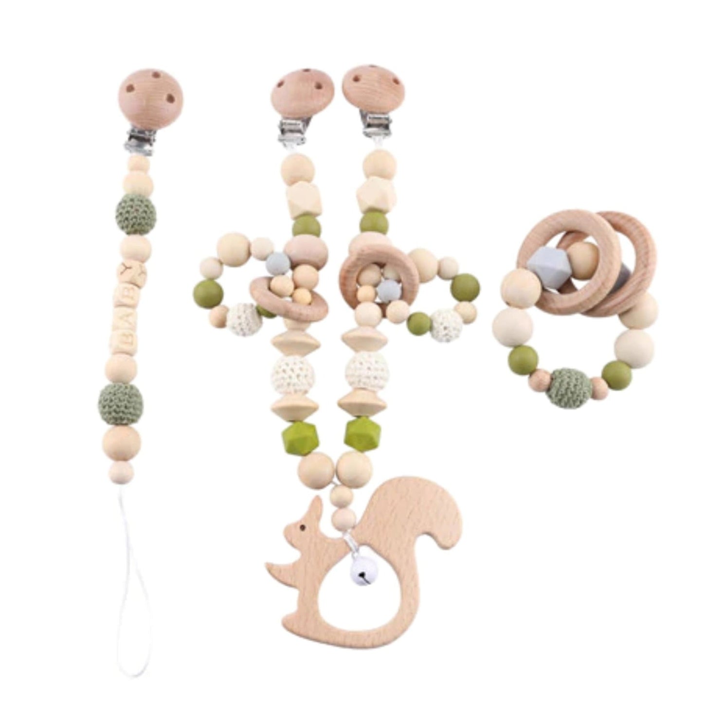 Wooden Personalized Pacifier Clip Set - Hunny Bubba Kids