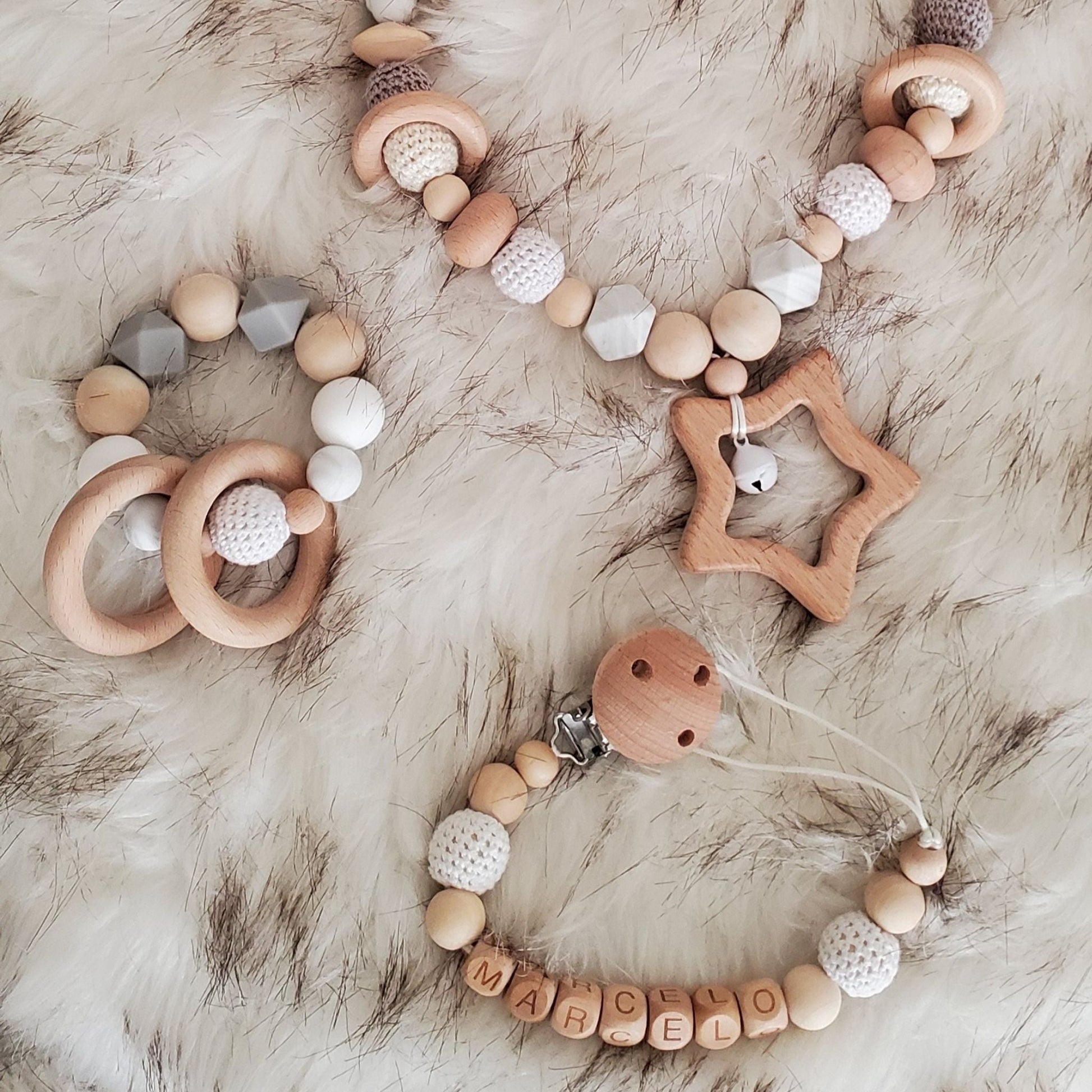 Wooden Personalized Pacifier Clip Set - Hunny Bubba Kids