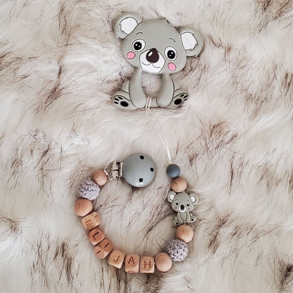 Wooden Personalized Pacifier Clip Set - Hunny Bubba Kids