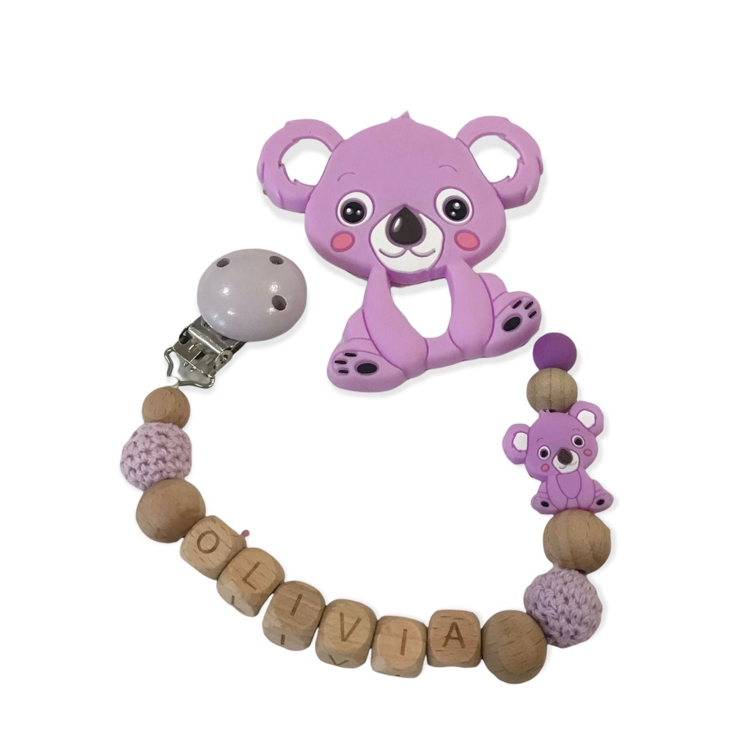 Wooden Personalized Pacifier Clip Set - Hunny Bubba Kids