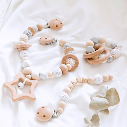 Wooden Personalized Pacifier Clip Set - Hunny Bubba Kids