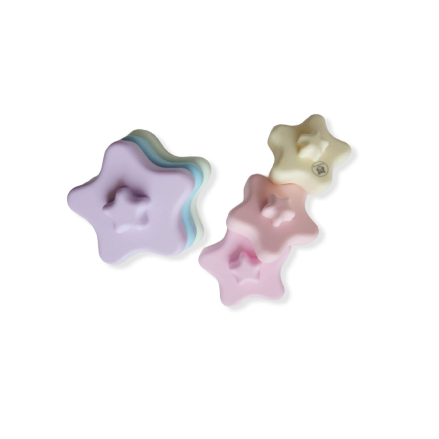 silicone star stacking and nesting toy for babies, toddlers and children with beautiful pastel colours - Hunny Bubba Kids 