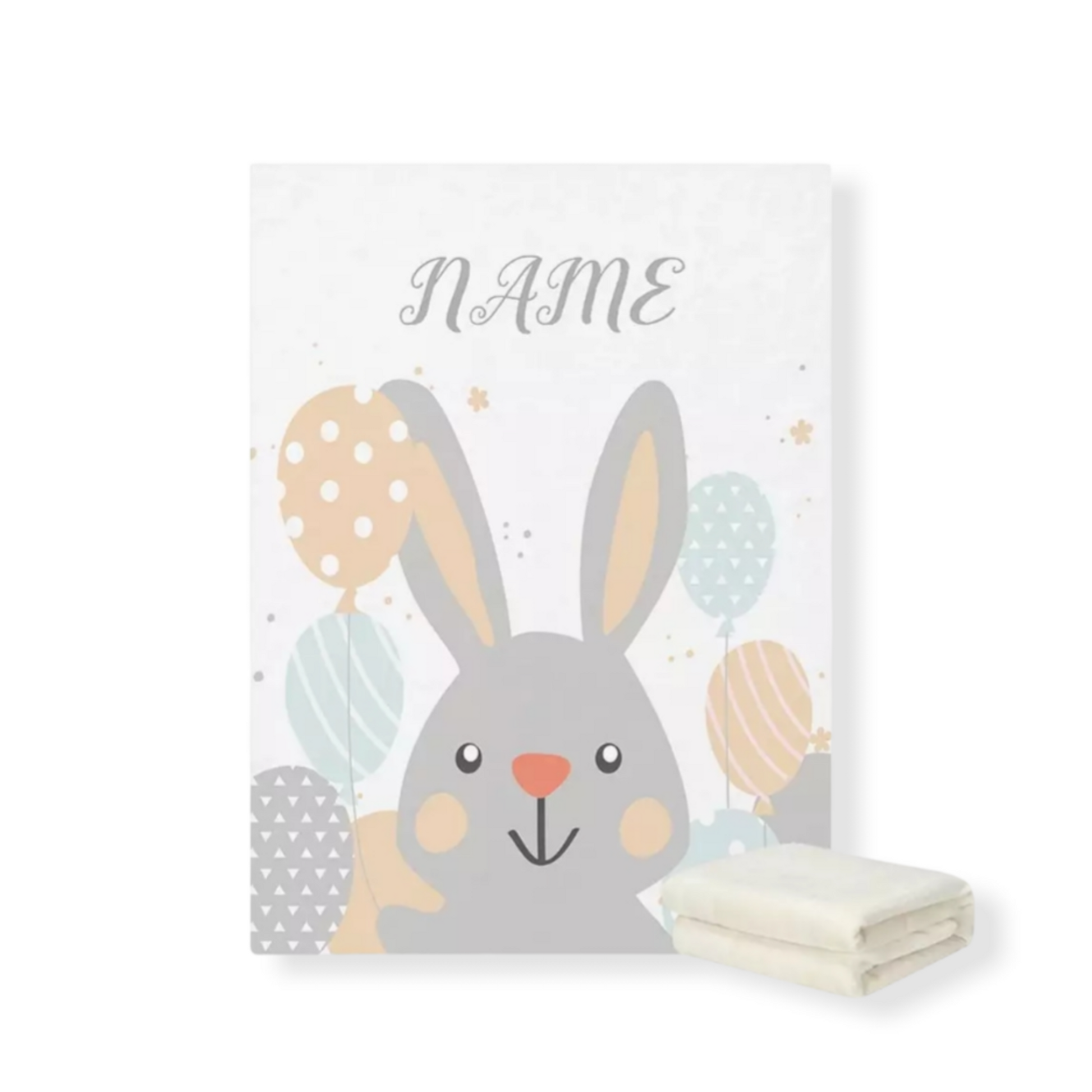 PERSONALIZED EASTER  BUNNY GREY BLANKET- HUNNY BUBBA KIDS