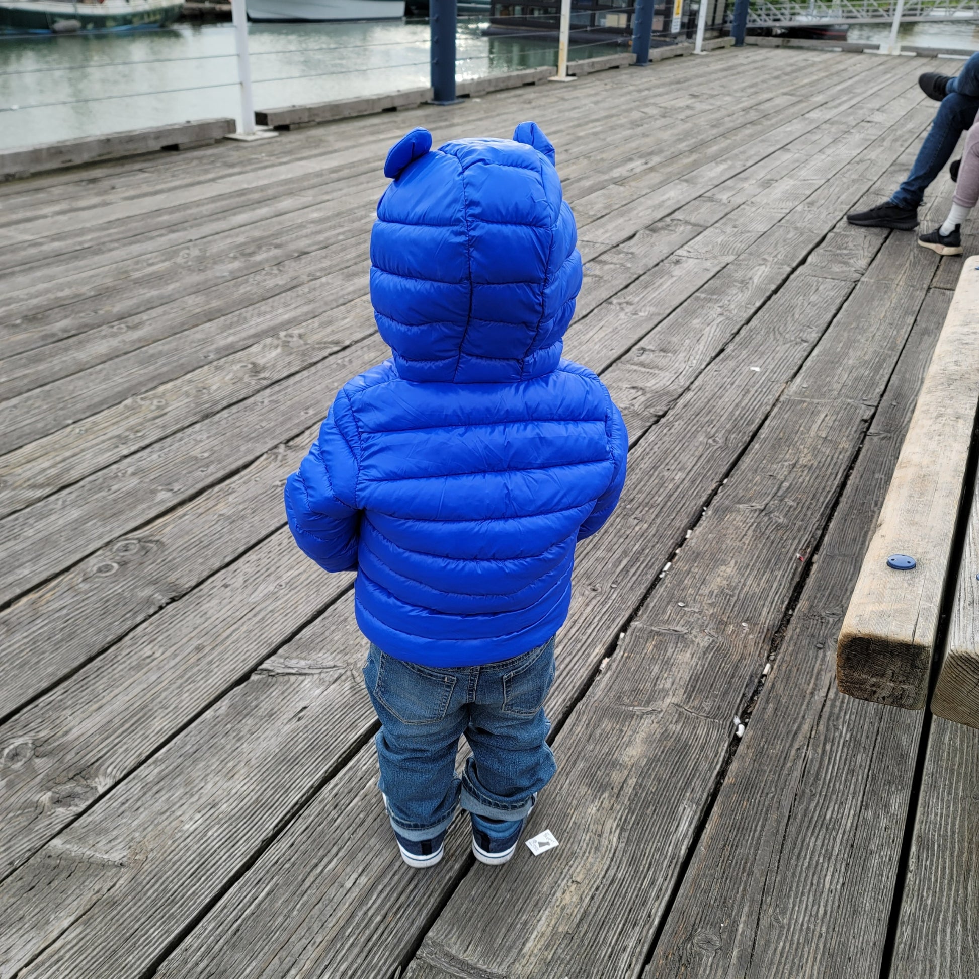 Puffer Jacket with Ears for Babies & Toddlers in Blue- Model
