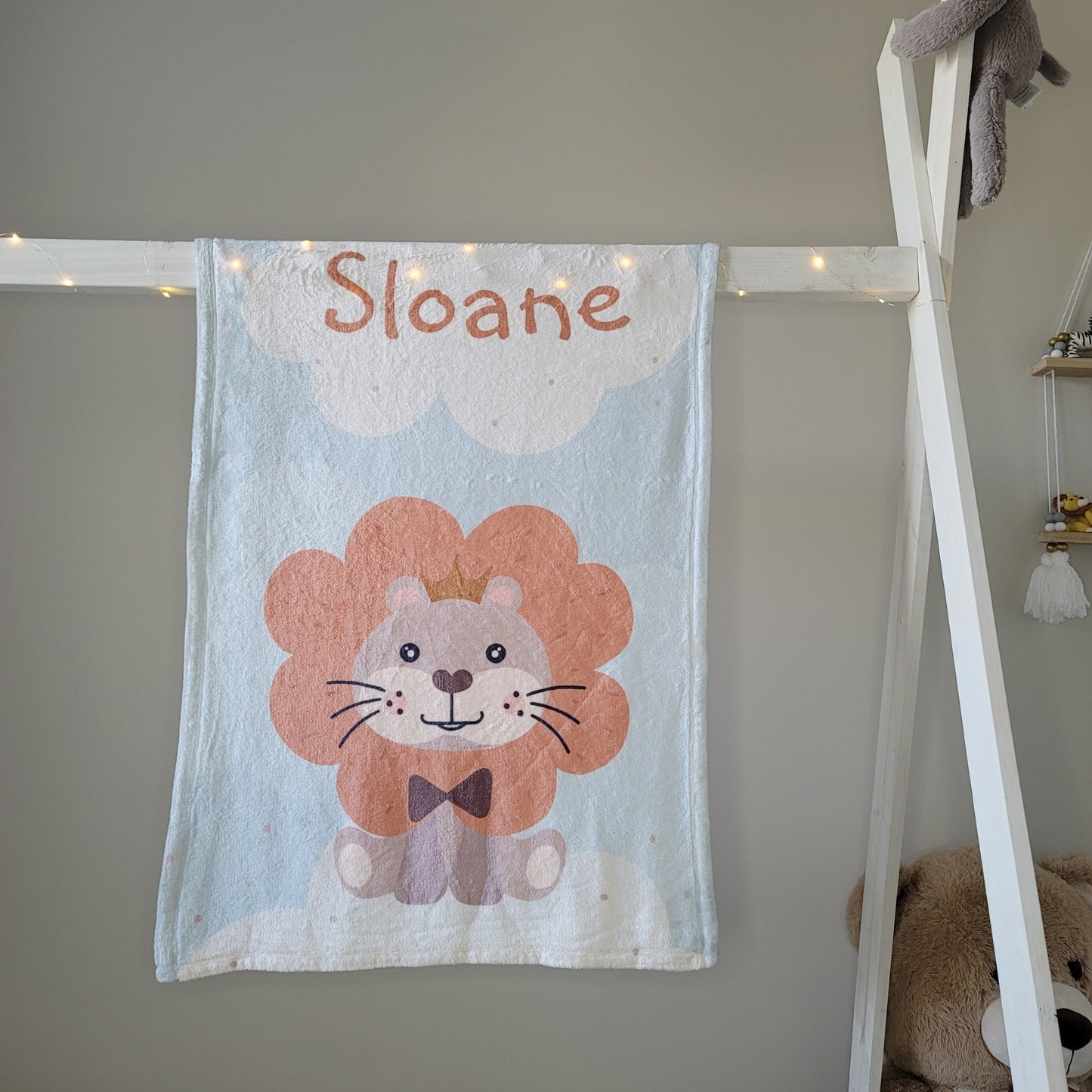 cute lion personalized fleece blanket with name in canda  for baby - Hunny Bubba Kids