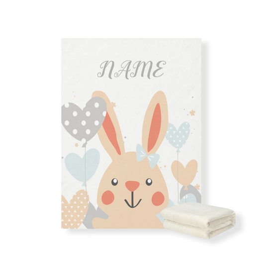 PERSONALIZED EASTER  BUNNY CORAL BLANKET- HUNNY BUBBA KIDS