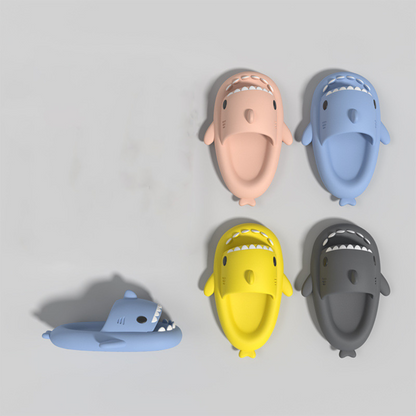 shark slippers with different color on a white background | hunny bubba kids
