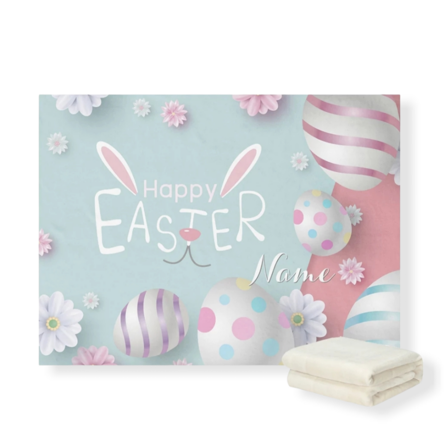 PERSONALIZED  HAPPY EASTER  EGGS BLANKET- HUNNY BUBBA KIDS