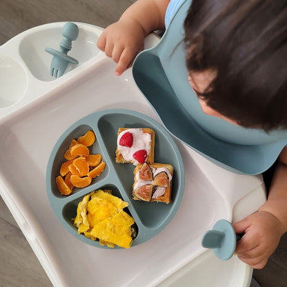 Silicone Baby Table Dining Set - Bib, Plate and Utensils-Baby tableware and Dining-Hunny Bubba Kids
