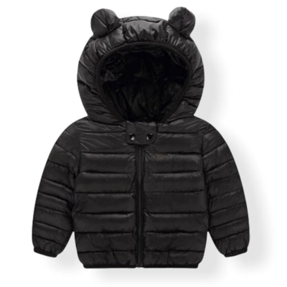 Puffer Jacket with Ears for Babies & Toddlers in Black