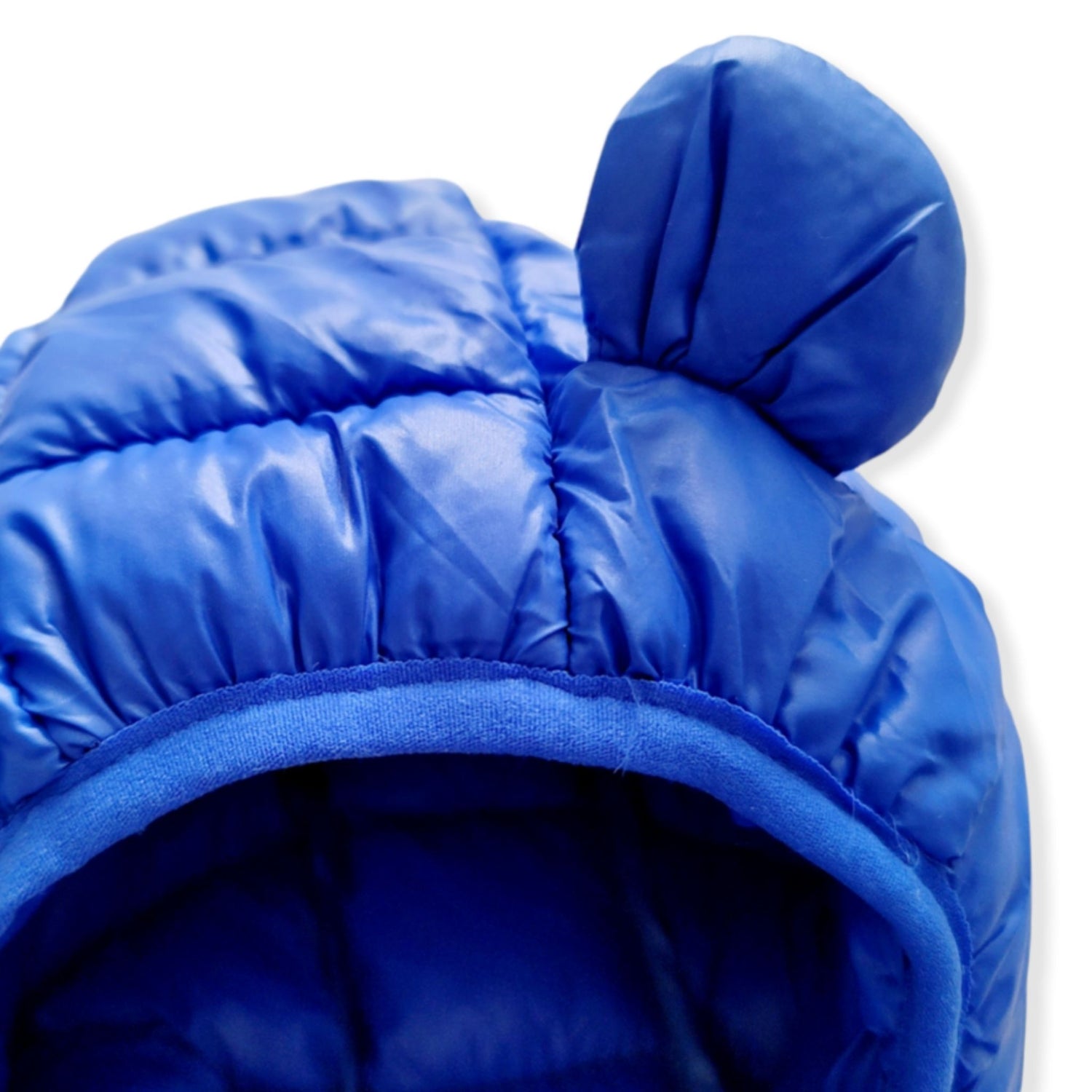 Puffer Jacket with Ears for Babies & Toddlers in Blue - Details