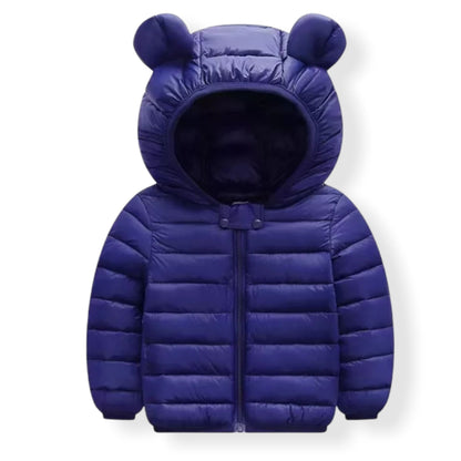 Puffer Jacket with Ears for Babies & Toddlers in Dark Blue