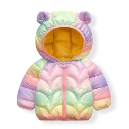 Puffer Jacket with Ears for Babies & Toddlers in Pastel Colours
