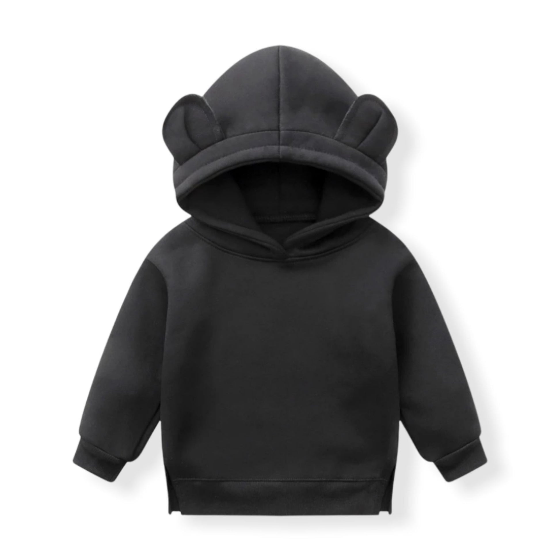 Soft Hoodie with Ears for Toddlers in Black