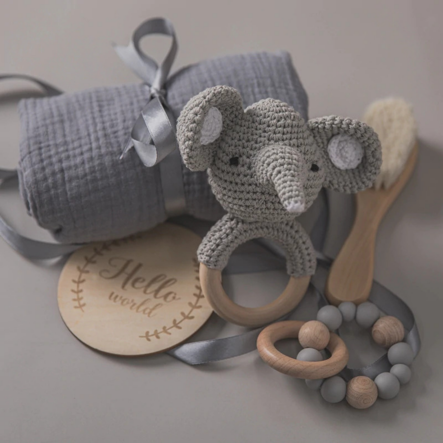 Grey elephant Baby gift set |  newborn baby gift set for baby boys | Hunny Bubba Kids