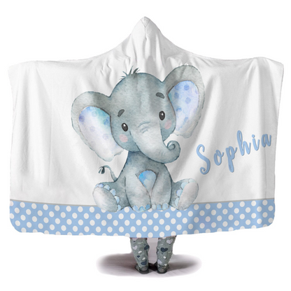 custom hooded blanket with baby's name in elephant design - hunny bubba kids