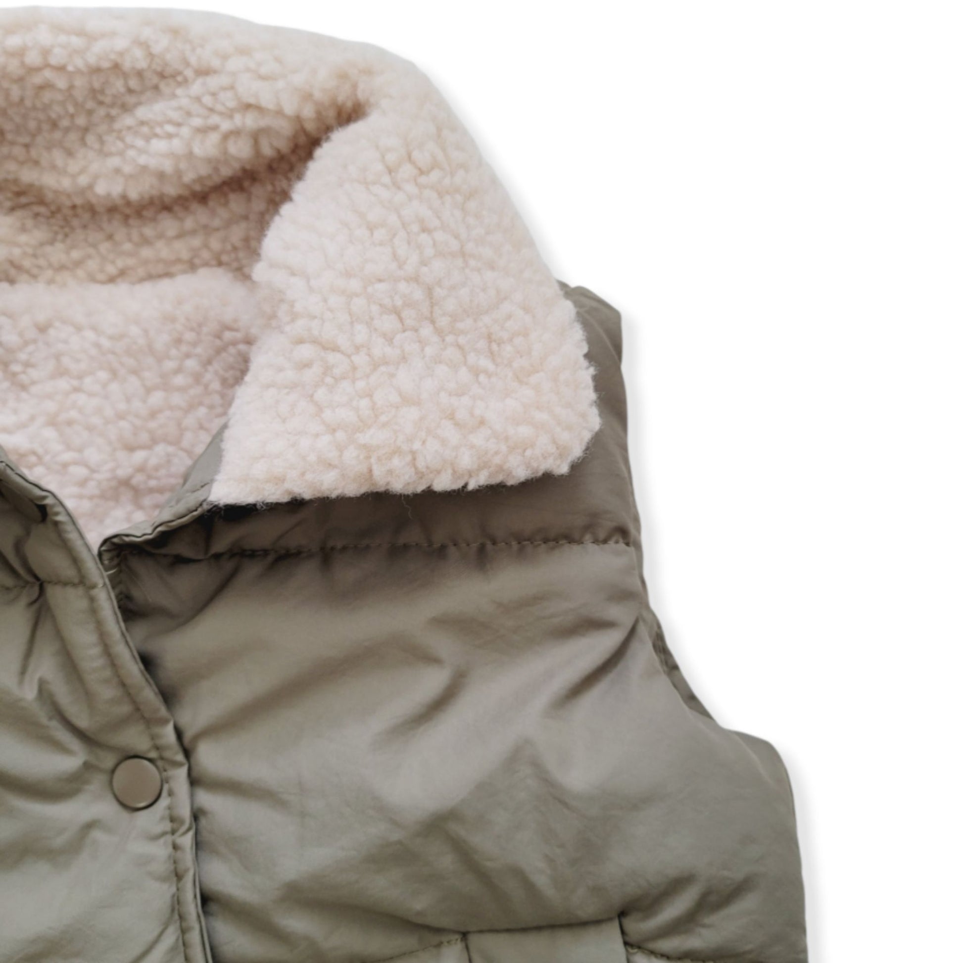 Winter Puffer Vest for Toddlers Brown Details