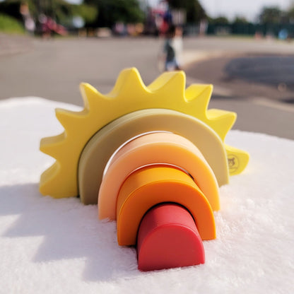Silicone sun stacking toy for kids and toddlers and babies - hunny Bubba kids