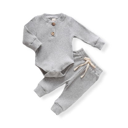 grey baby track suit with romper or onesie and pants- Hunny Bubba Kids