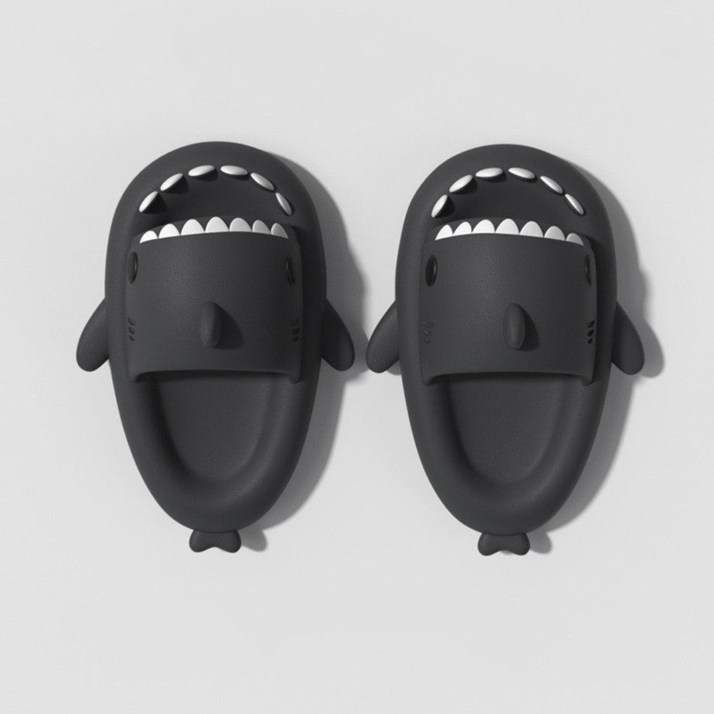 Dark gray shark slippers 