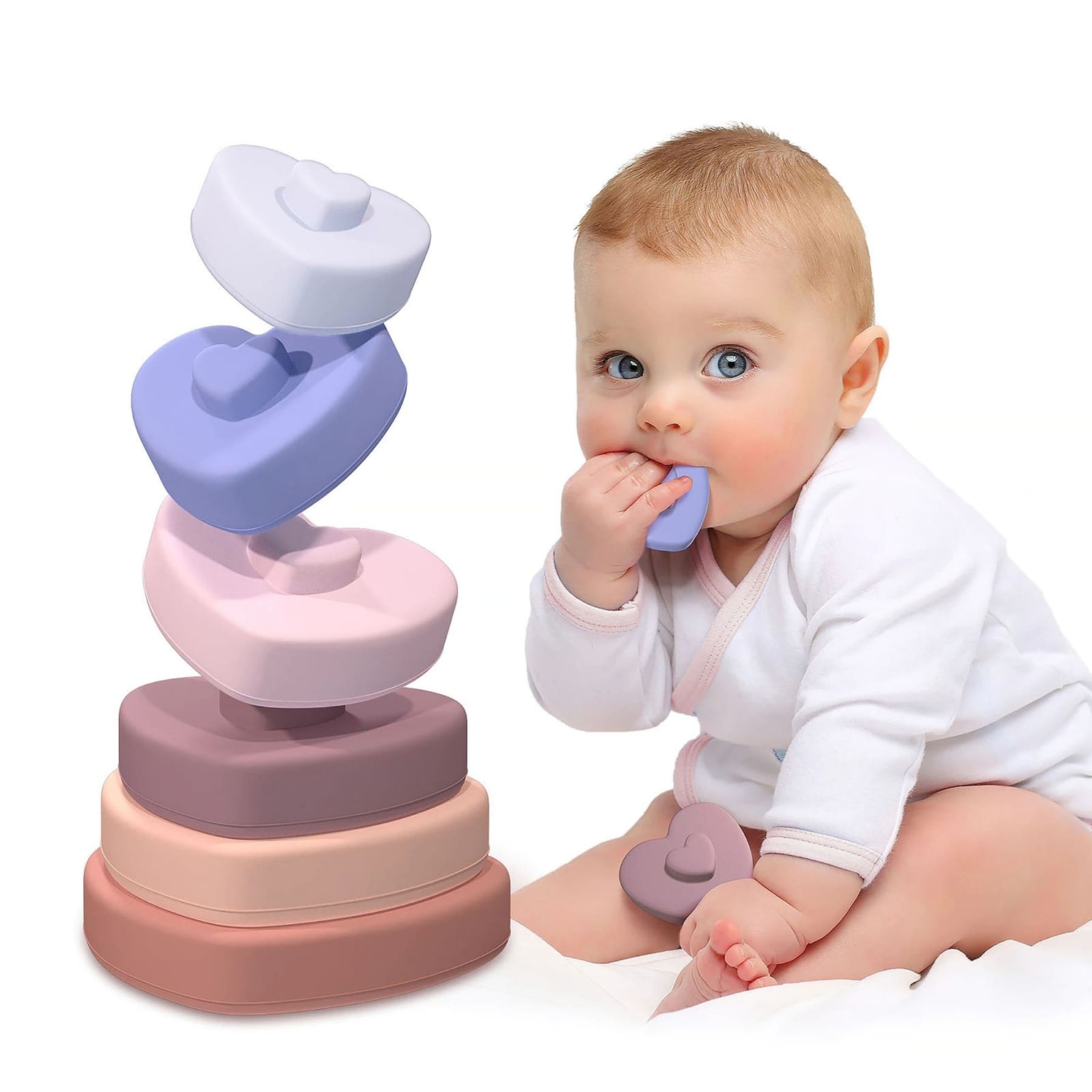 baby playing with heart shaped stacker toys and nesting toysfor babies and kids - Hunny bubba kids