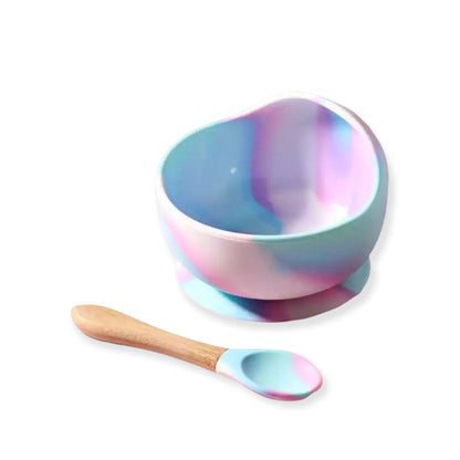 cotton Candy silicone baby bowl with suction cup in the bottom that sticks in the surface| anti spill baby bowl | Hunny Bubba Kids