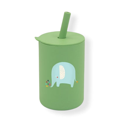 Elephant silicone baby sippy cup with straw, baby lead weaning - hunny bubba kids
