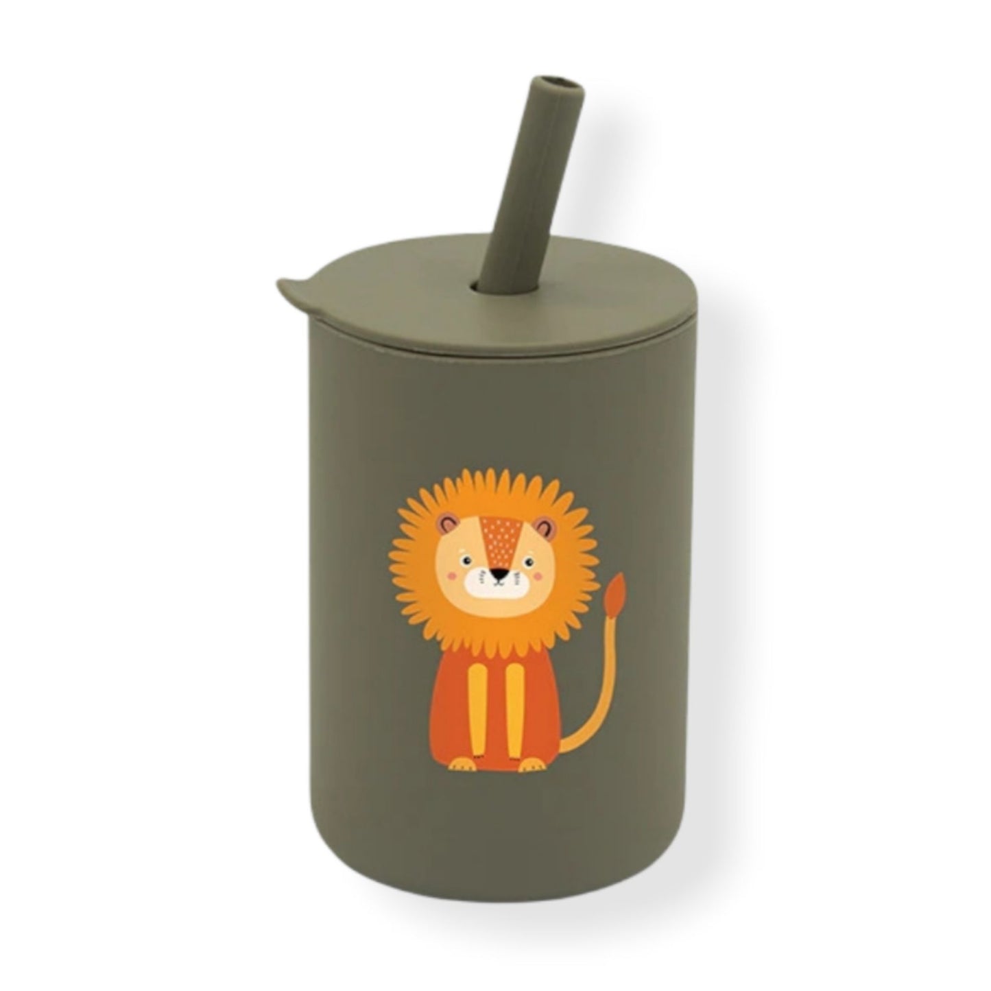 Lion silicone baby sippy cup with straw, baby lead weaning - hunny bubba kids