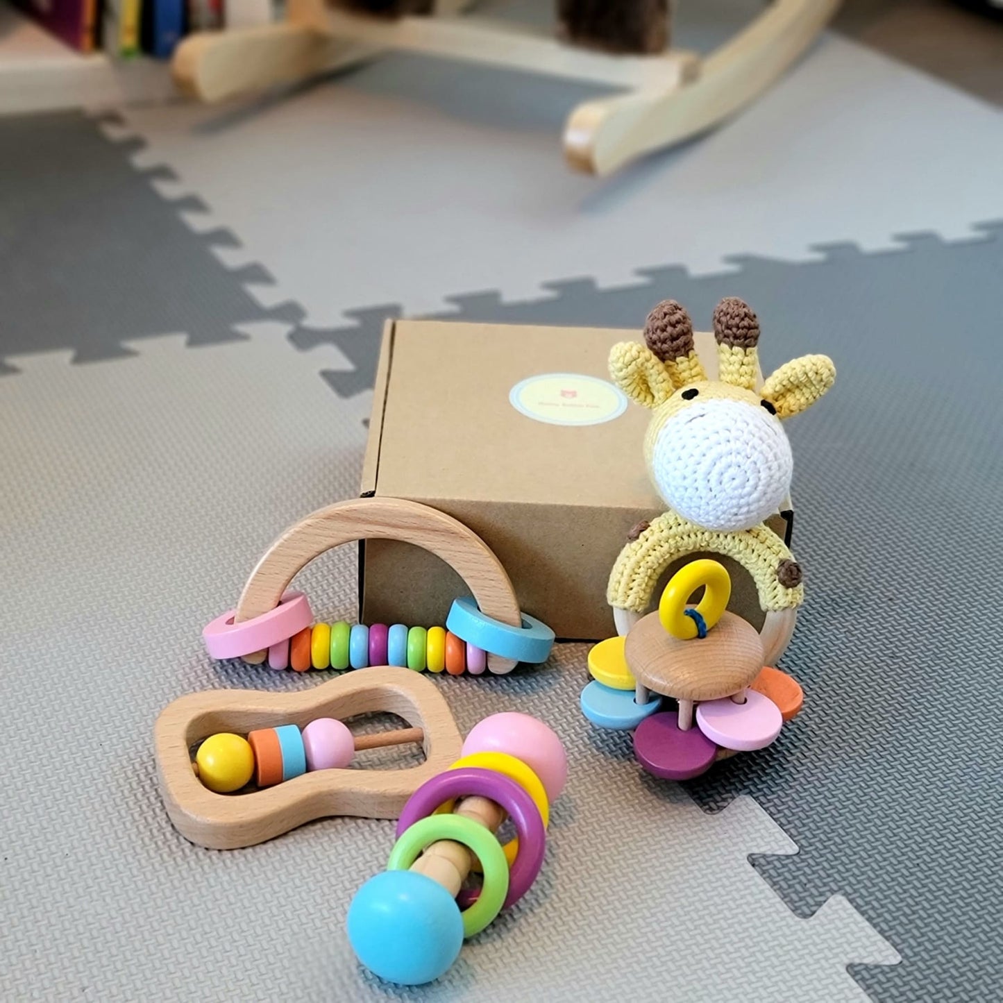 Montessori Wooden Toys Baby Gift Set | Montessori baby toy set |Hunny Bubba Kids 