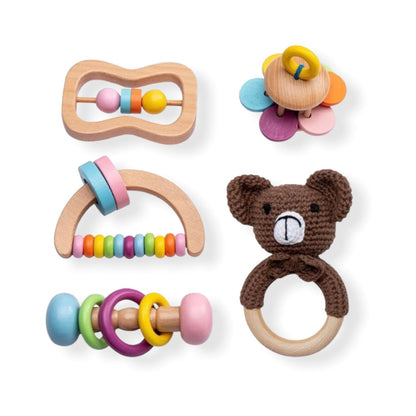 Bear Montessori wooden baby Toy Set | montessori infant toy set | wooden toys | Hunny Bubba Kids