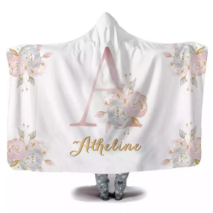 customizable hooded blankets with name in flower design