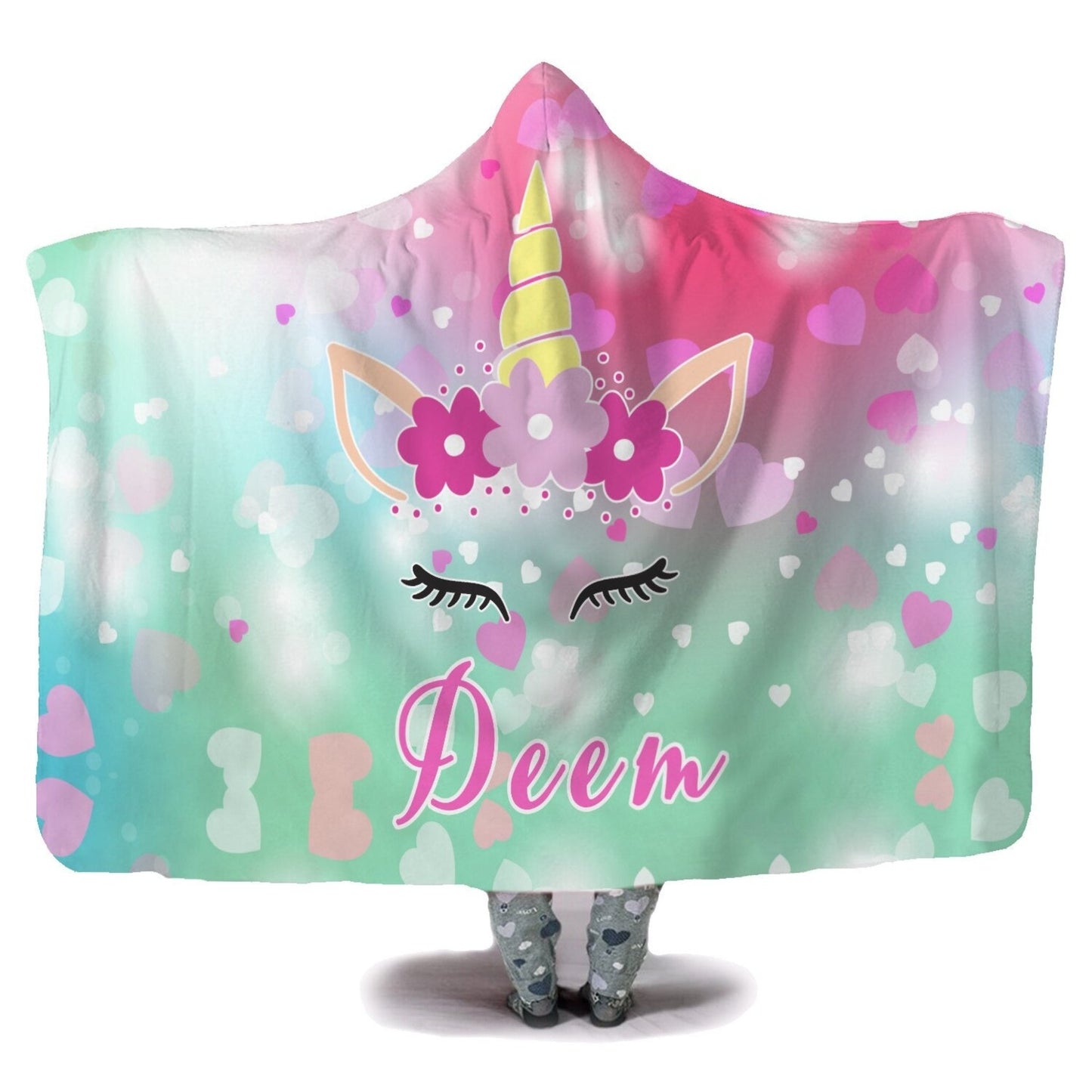 personalized hooded blanket with baby's name with unicorn design - hunny bubba kids