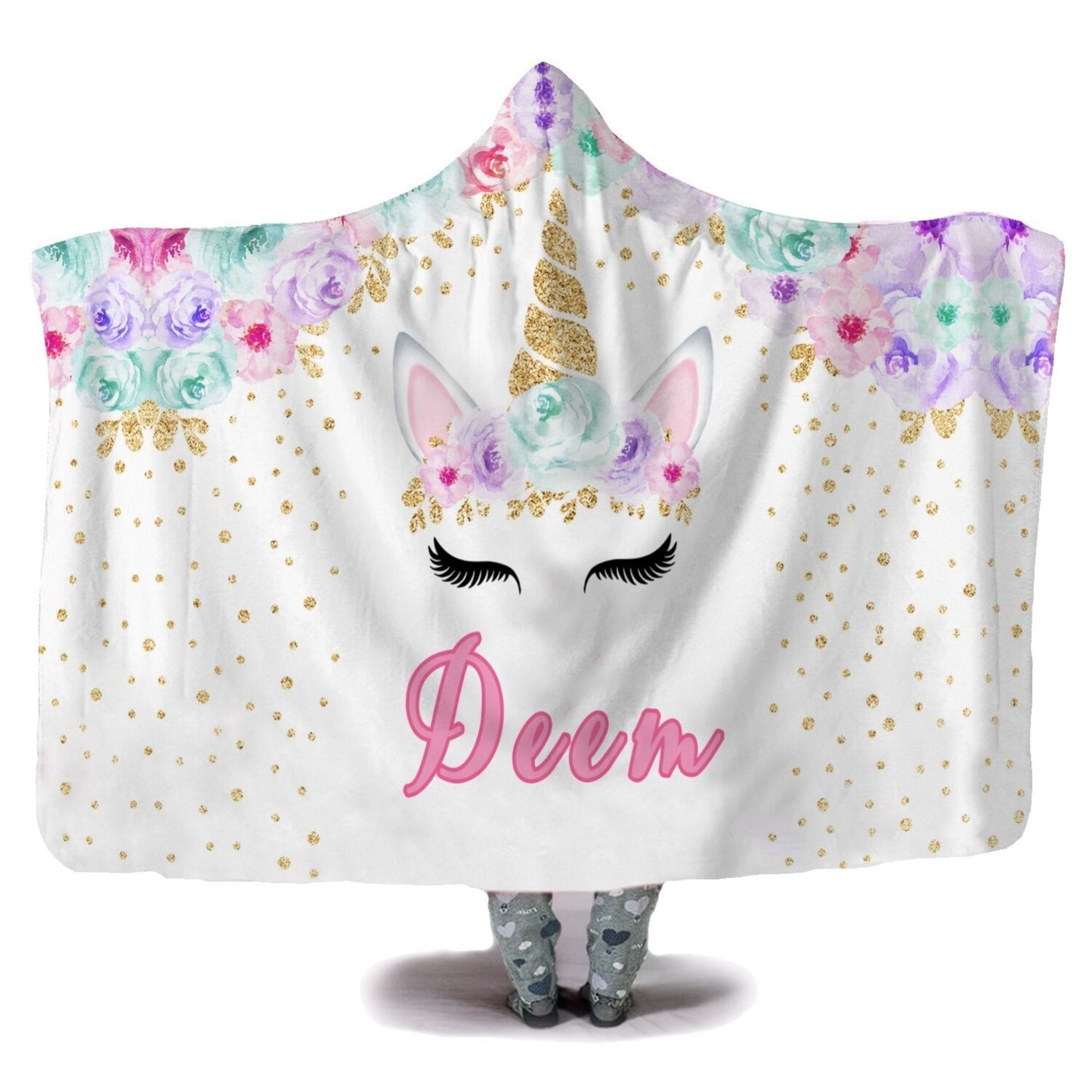customized hooded blanket with baby's name with cute unicorn - hunny bubba kids