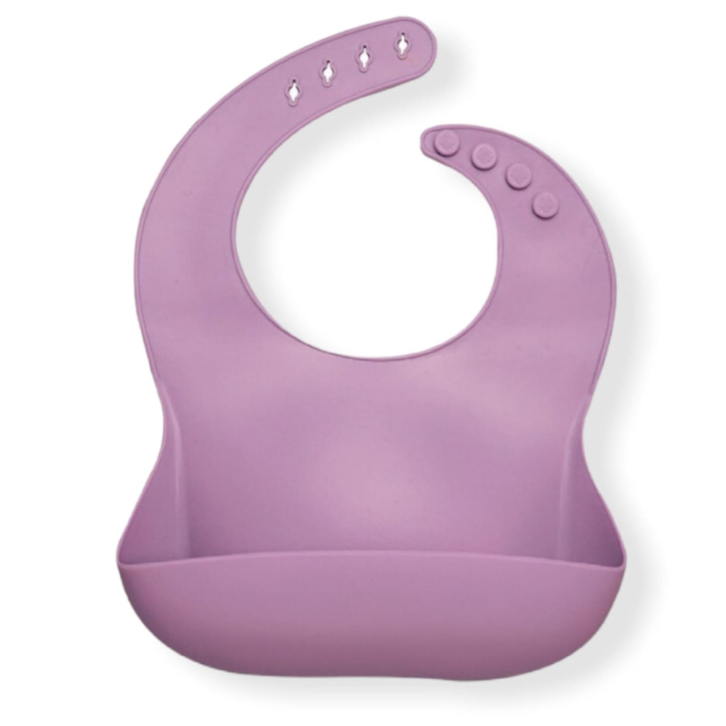 purple baby bib made of silicone on a white background 