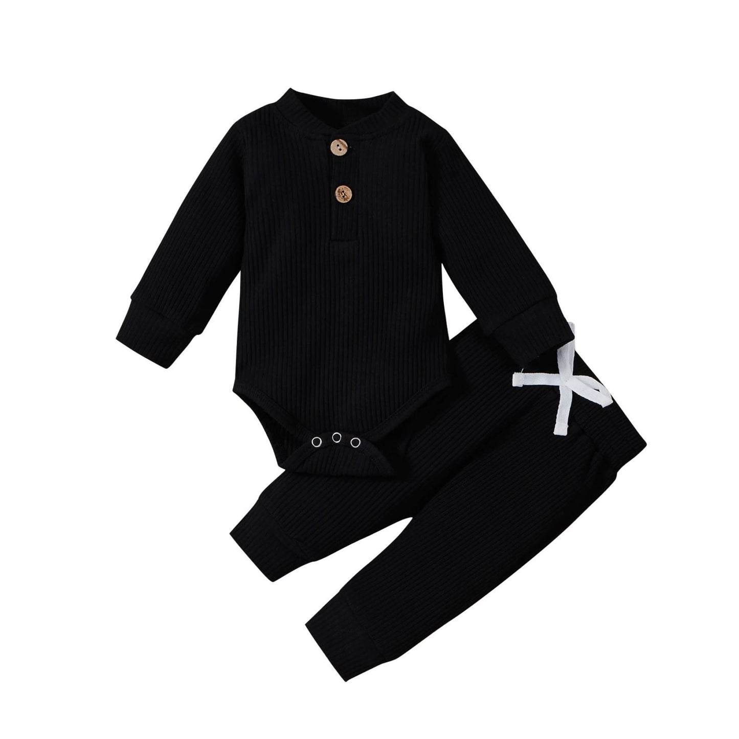 Black baby track suit with romper or onesie and pants- Hunny Bubba Kids