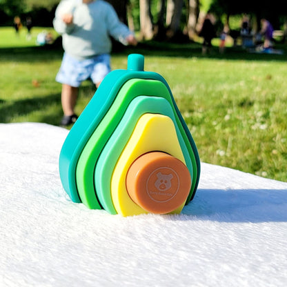 Lifestyle Silicone avocado stacking toy for kids with beautiful colours and five pieces -hunny bubba kids